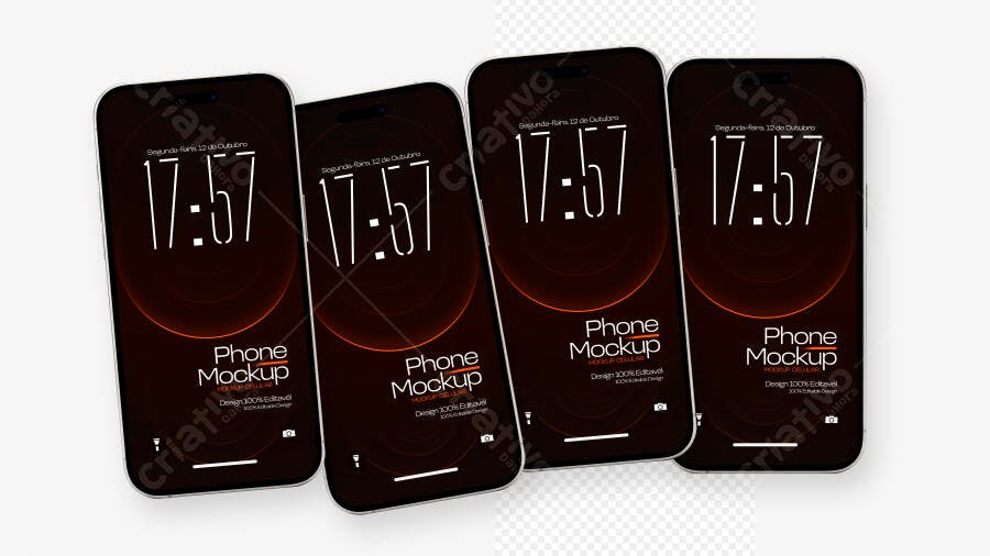 Mockup Celular Smartphone Preto Fundo Transparente Editável