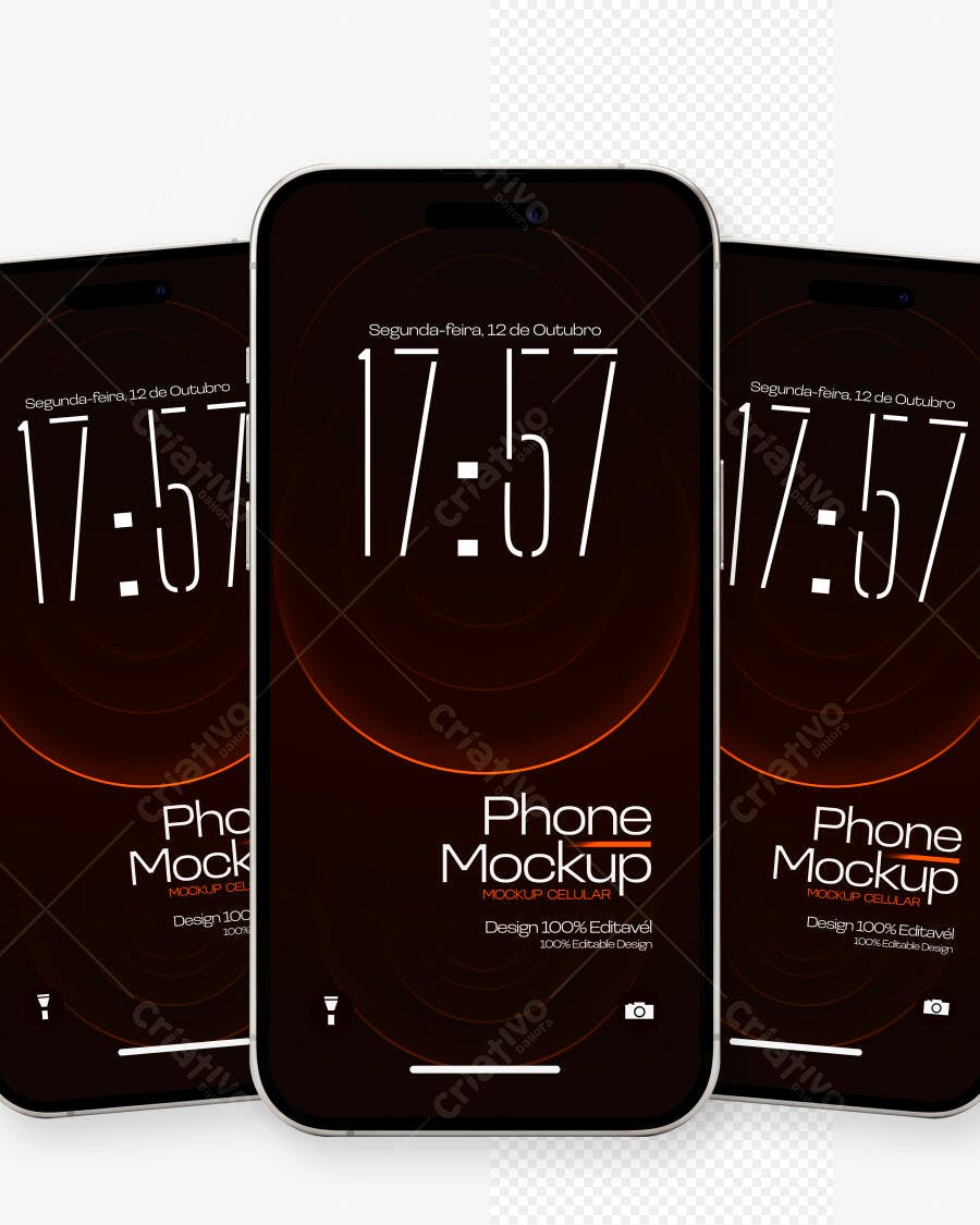 Mockup Celular Moderno Fundo Branco Frontal Editável