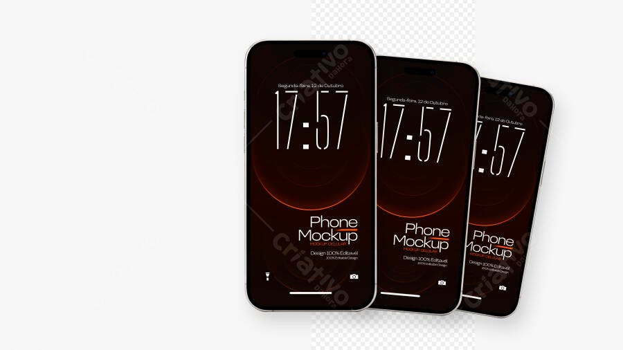 Mockup iPhone Tela Celular Fundo Branco Editável