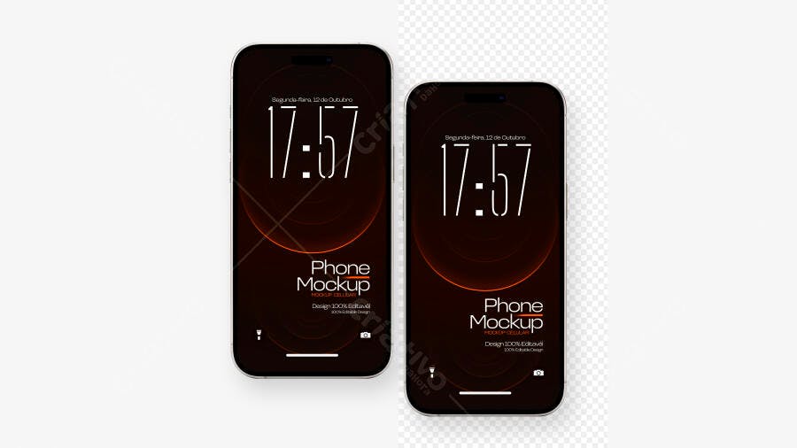 Mockup Celular Smartphone Tela Frontal Fundo Branco Editável