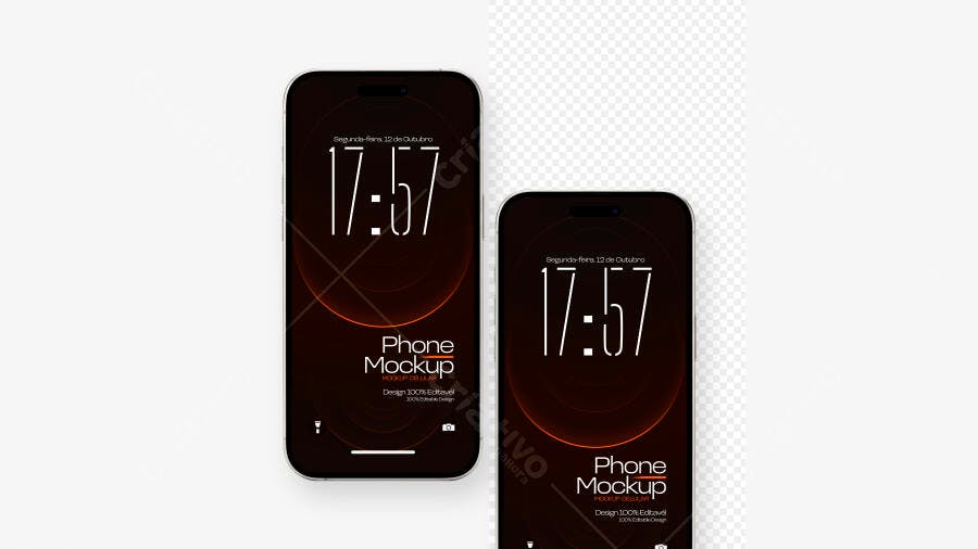 Mockup Celular Smartphone Tela Frontal Fundo Branco Editável