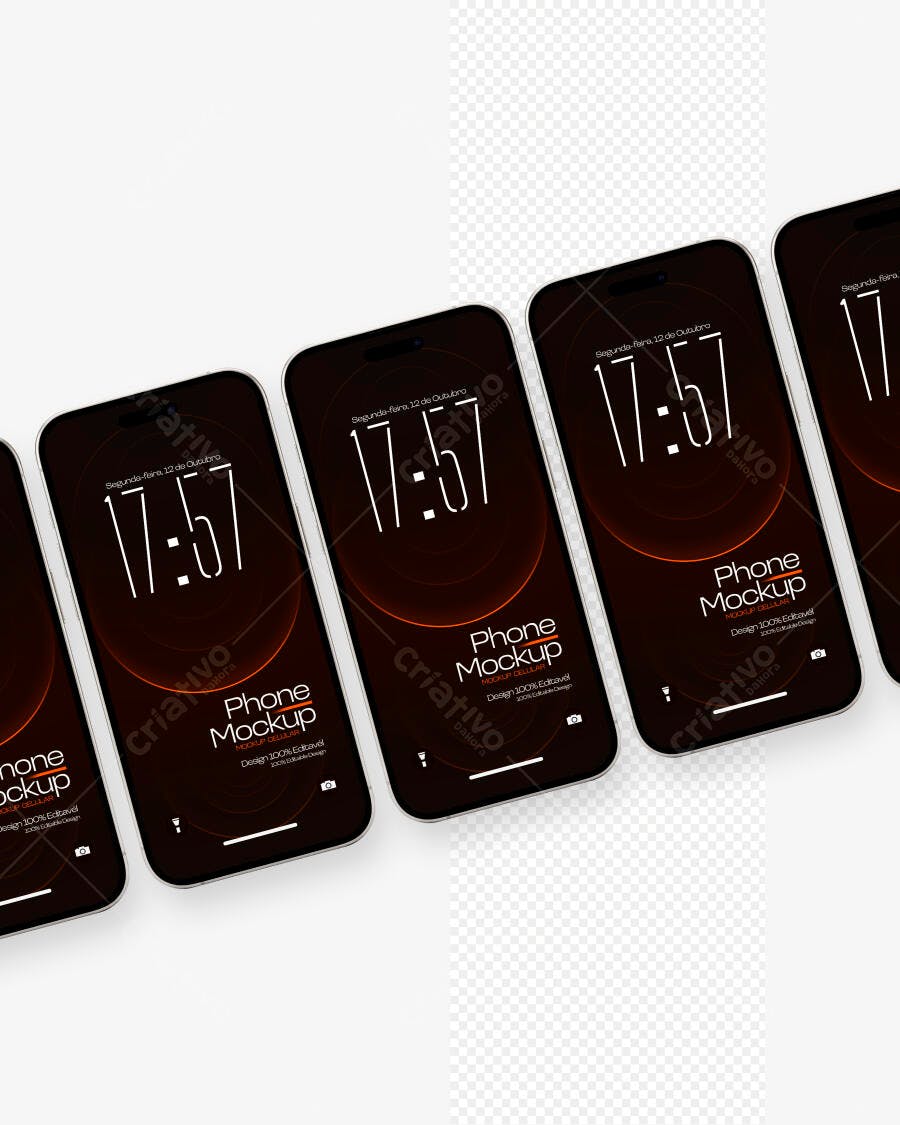 Mockup Celular iPhone Fundo Transparente Editável