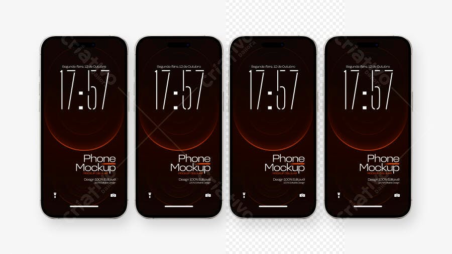 Mockup Celular Preto Fundo Branco Frontal Editável