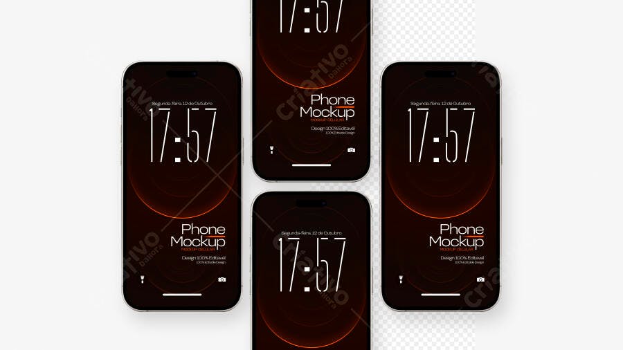 Mockup Celular Smartphone Tela Vertical Fundo Branco Editável