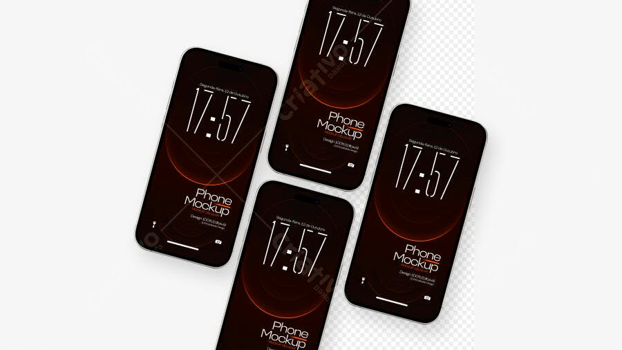 Mockup Celular Preto Flat Lay Fundo Transparente Editável