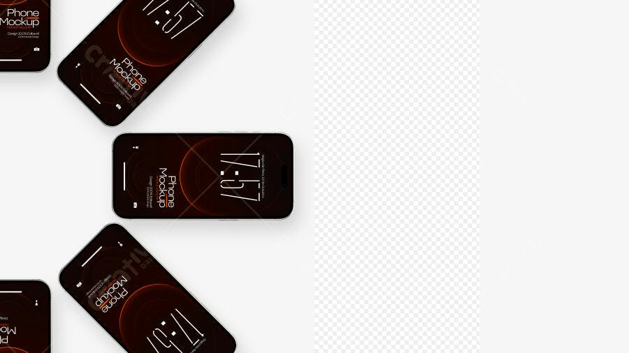 Mockup Celular Preto Flat Lay Fundo Branco Editável