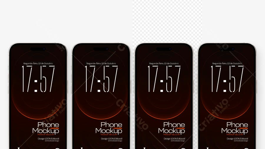Mockup Celular Smartphone Tela Frontal Fundo Branco Editável