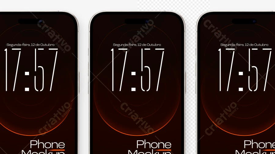 Mockup Celular iPhone Tela Frontal Fundo Transparente Editável
