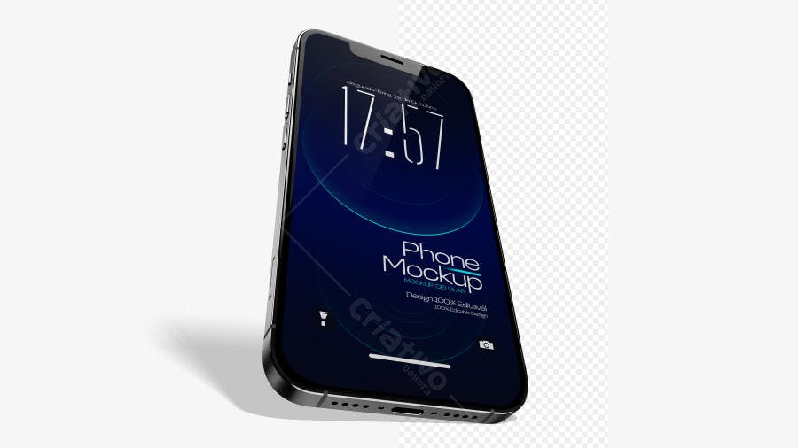 Mockup iPhone Preto Tela Celular Flutuante Editável