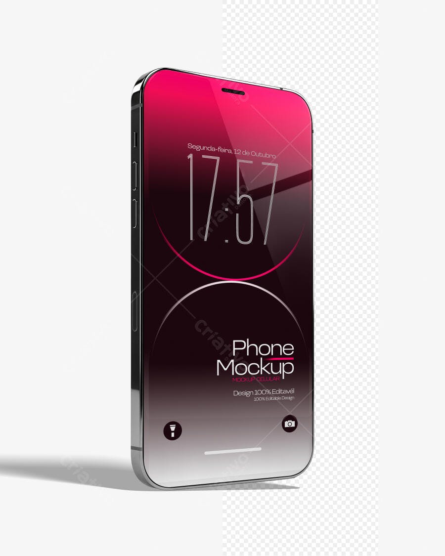 Mockup Celular Smartphone Moderno Fundo Branco Editável