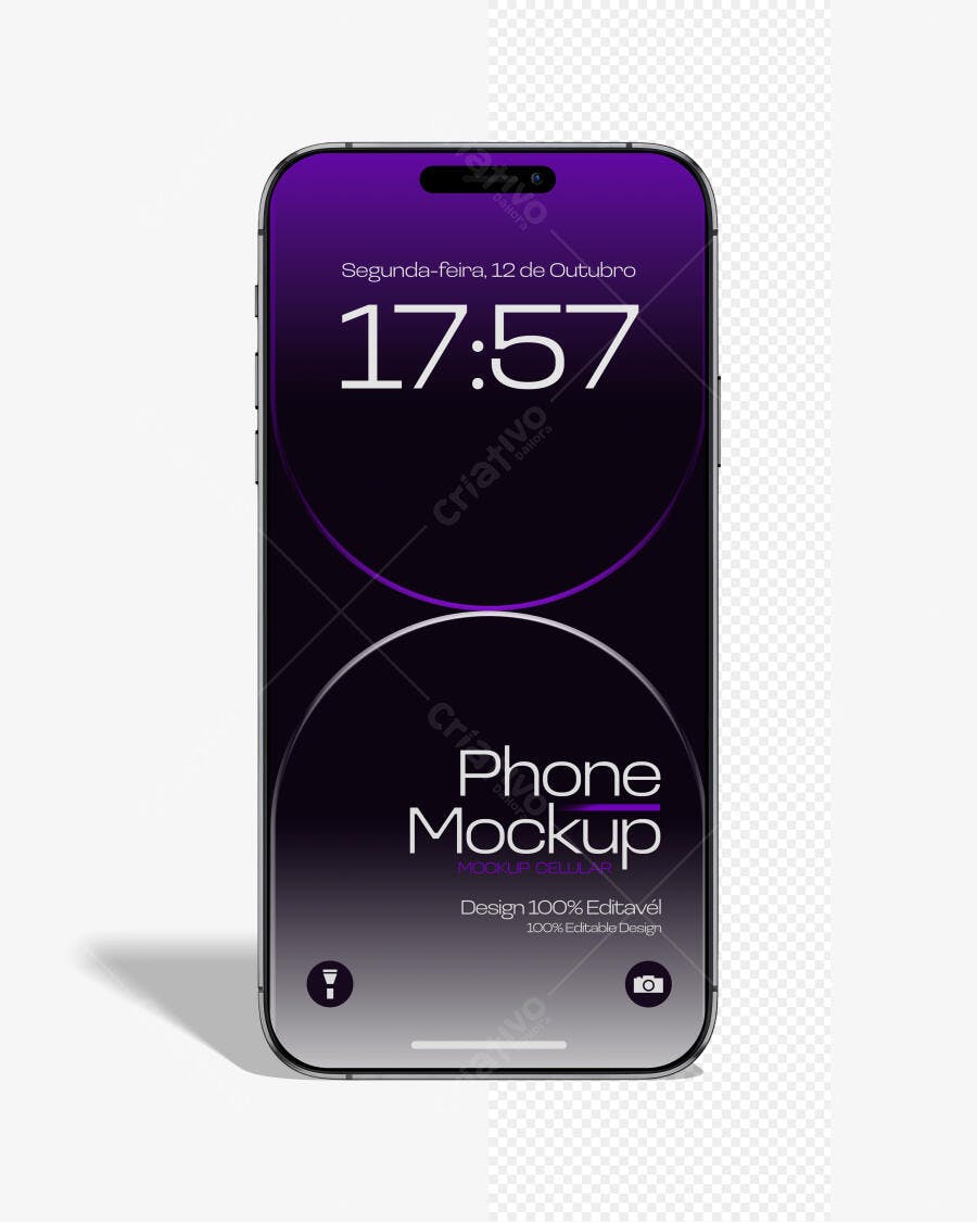Mockup Smartphone Moderno Tela Cheia Fundo Branco Editável