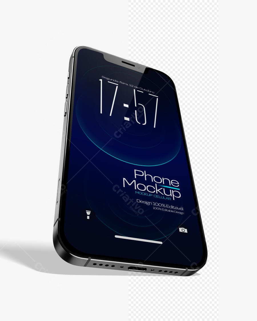 Mockup Celular Smartphone Preto Fundo Transparente Editável