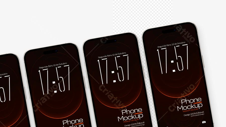 Mockup Celular Smartphone Tela Frontal Fundo Branco Editável