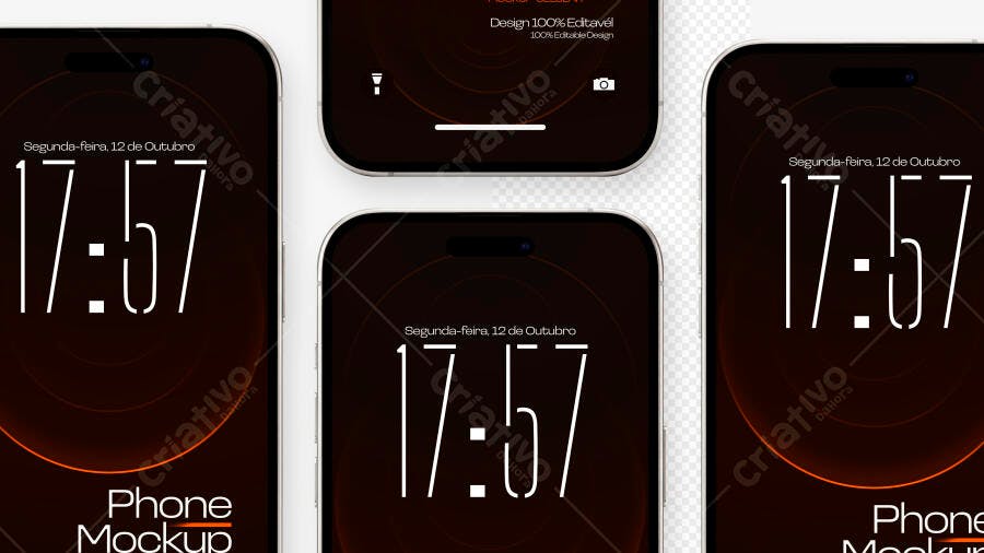 Mockup Celular Smartphone Várias Telas Fundo Branco Editável