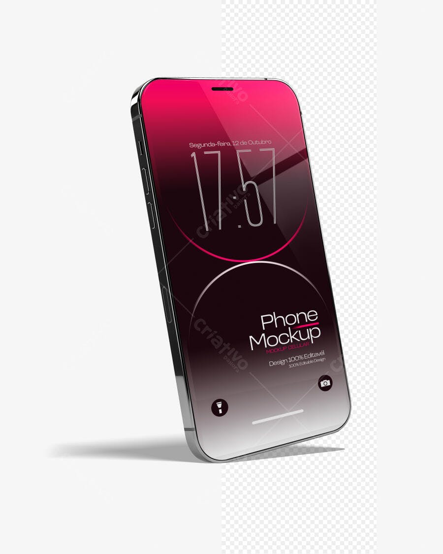 Mockup Celular Smartphone Moderno Fundo Branco Editável