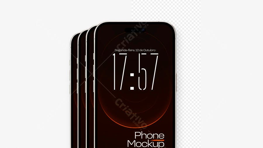 Mockup Celular Smartphone Moderno Empilhado Fundo Branco Editável