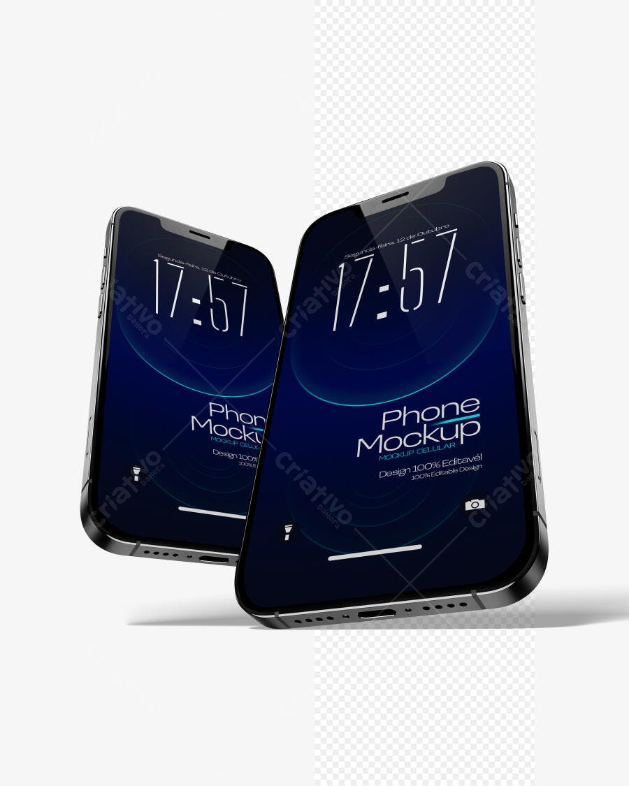 Mockup Celular Moderno Tela Cheia Fundo Branco Editável