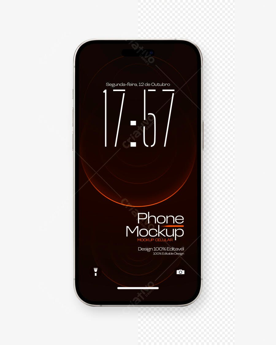 Mockup Celular Smartphone Tela Cheia Fundo Transparente Editável