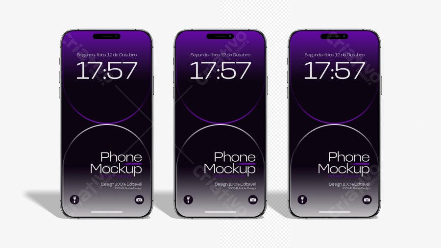 Mockup Celular iPhone Tela Frontal Fundo Branco Editável