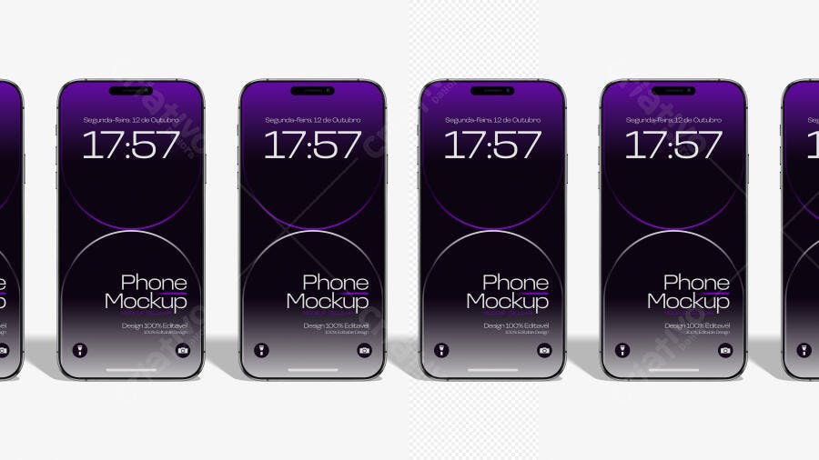 Mockup Celular Smartphone Tela Frontal Fundo Branco Editável