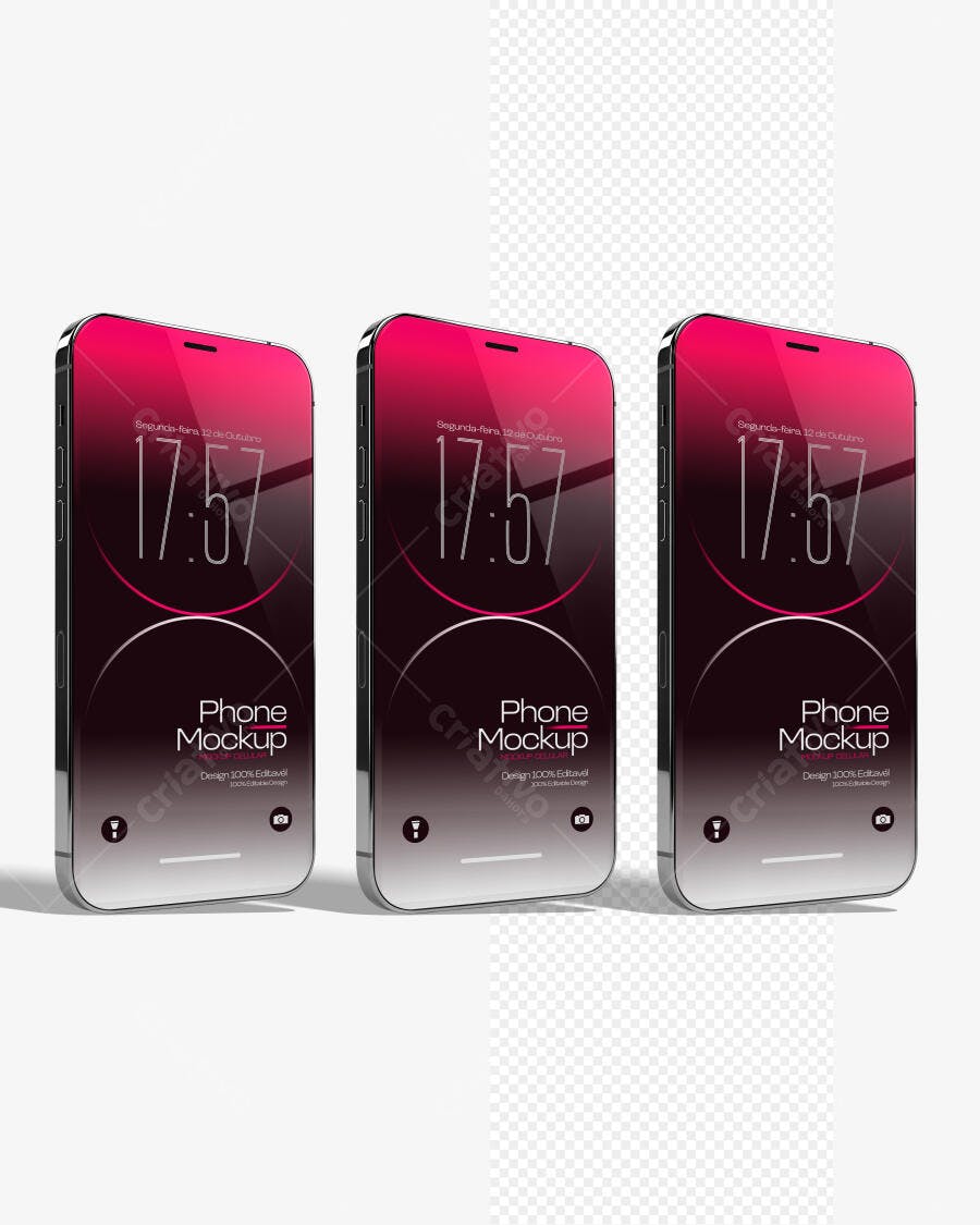 Mockup Celular Moderno Fundo Branco Frontal Editável