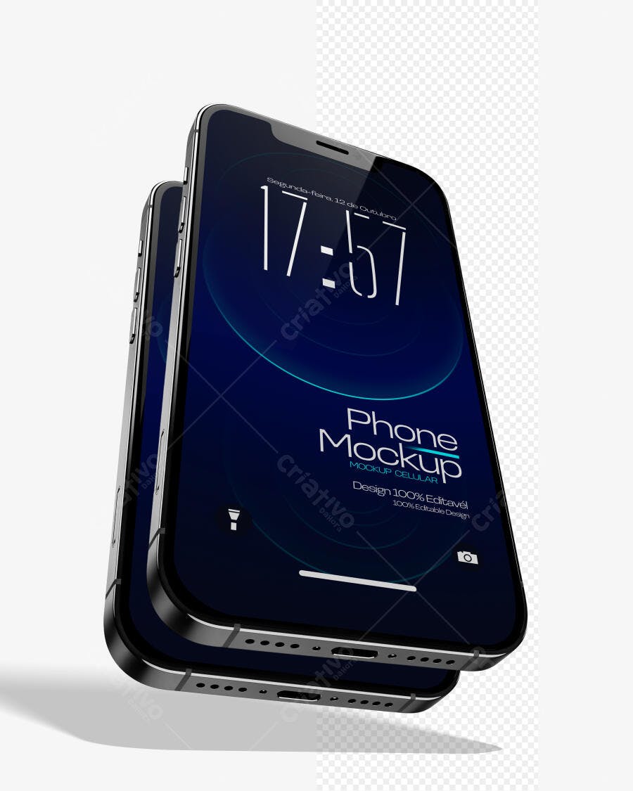 Mockup Celular Smartphone Moderno Fundo Transparente Editável