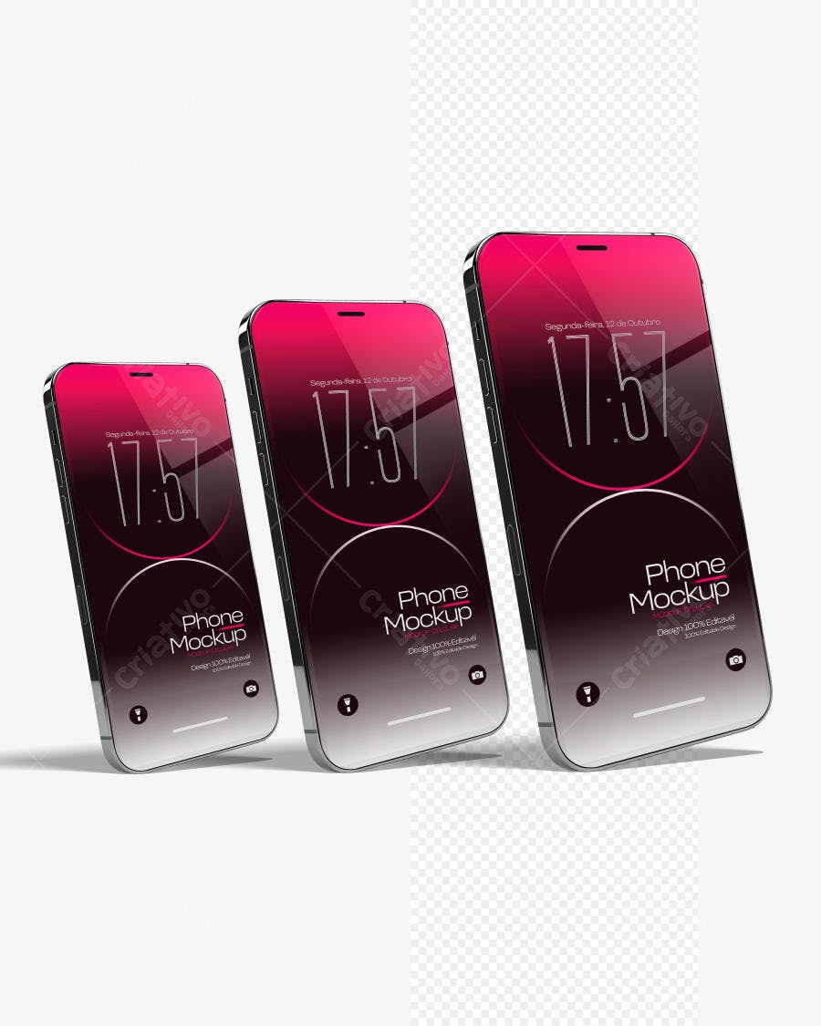 Mockup Celular Smartphone Moderno Fundo Branco Editável