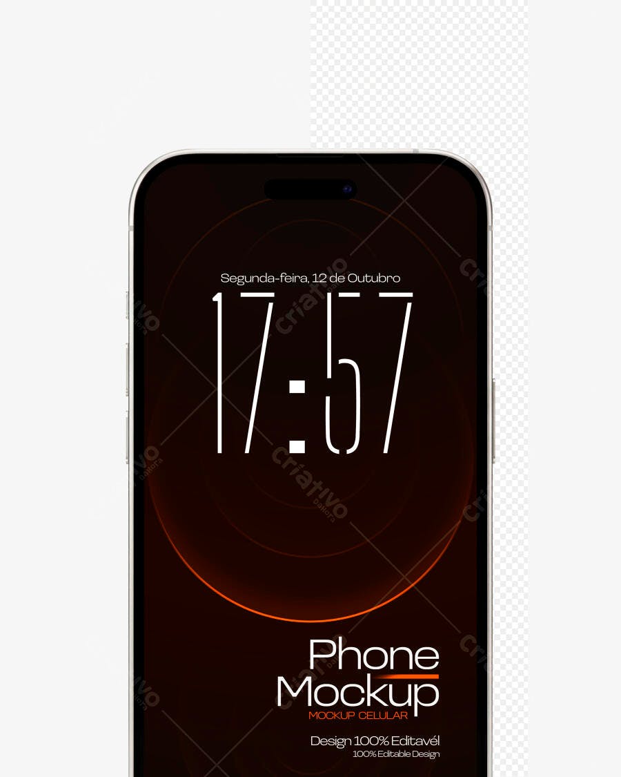 Mockup Celular Smartphone Tela Frontal Fundo Transparente Editável
