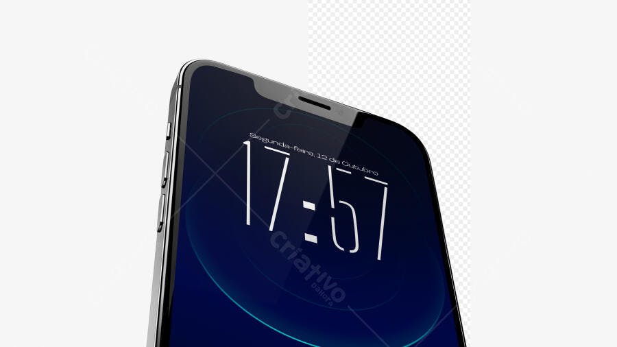 Mockup Smartphone Tela Cheia Fundo Branco Editável