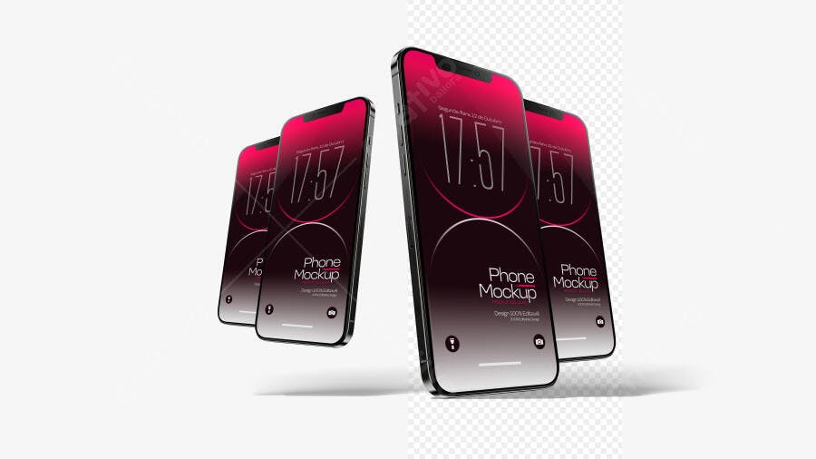 Mockup Celular Smartphone Flutuante Fundo Branco Editável