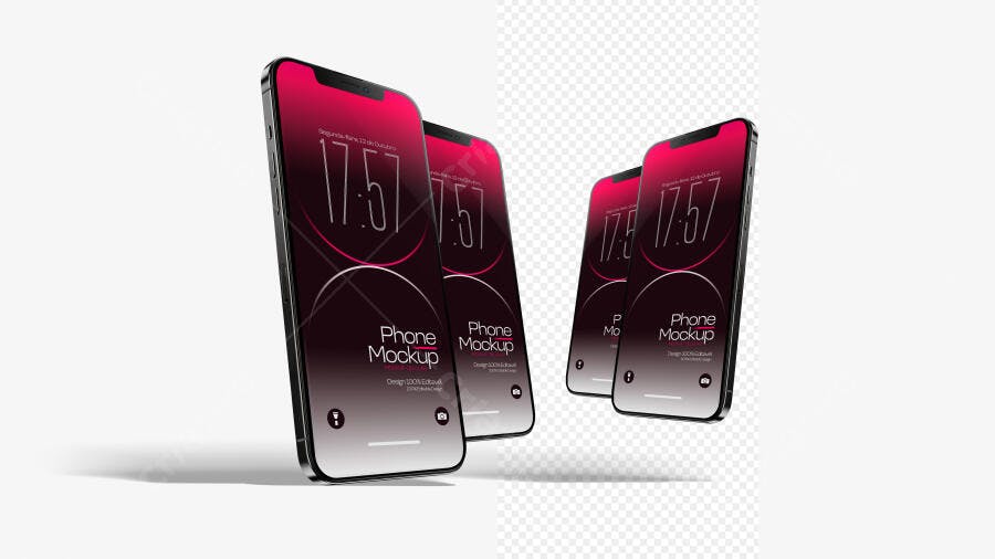 Mockup Celular Smartphone Flutuante Fundo Branco Editável