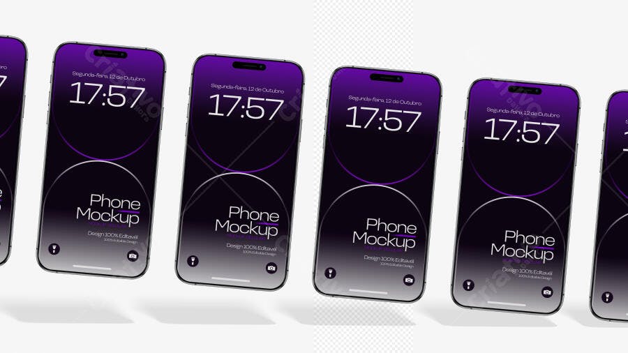 Mockup Celular Flutuante Fundo Branco Editável