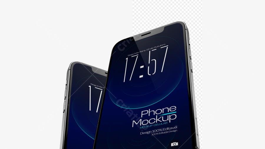 Mockup Celular Smartphone Tela Cheia Fundo Branco Editável