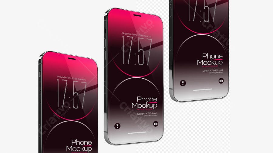 Mockup Celular Smartphone Moderno Fundo Transparente Editável