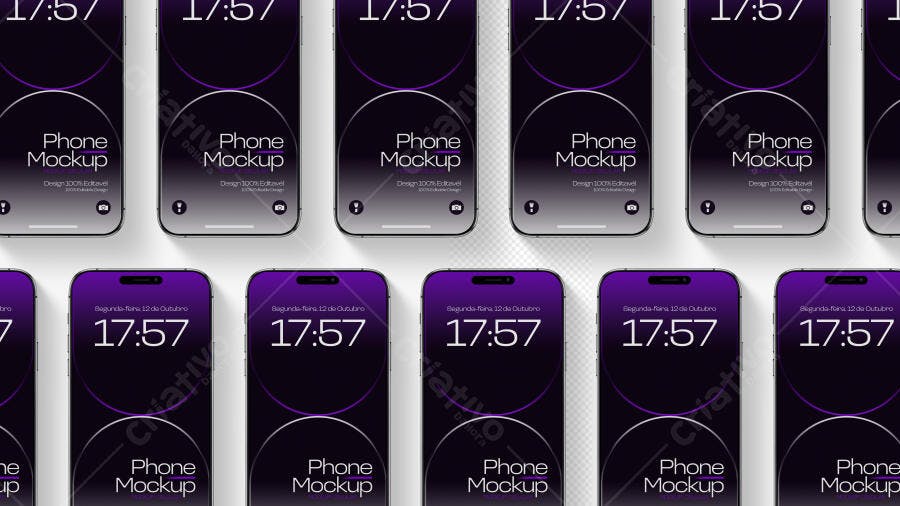 Mockup Celular iPhone Fundo Branco Padrão Editável