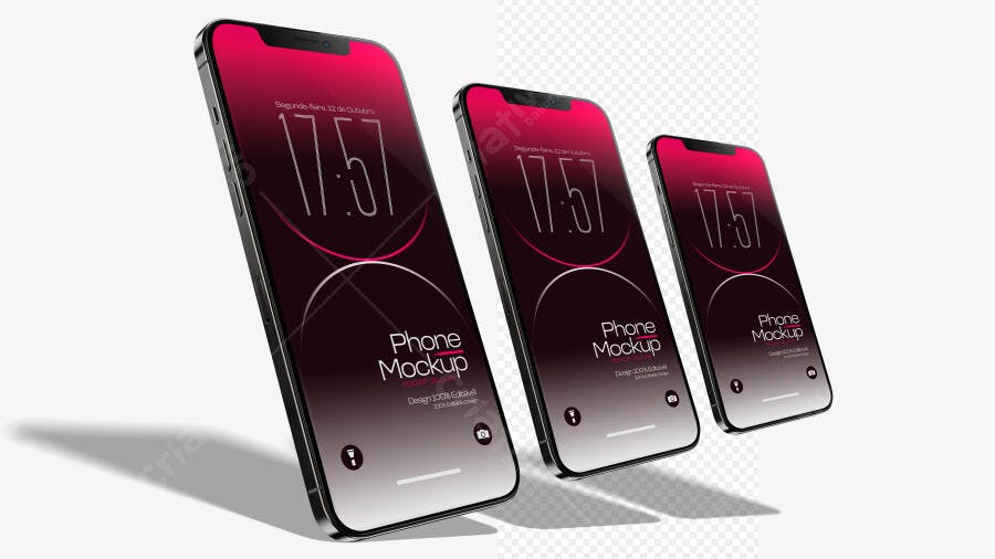 Mockup Celular Smartphone Flutuante Fundo Branco Editável