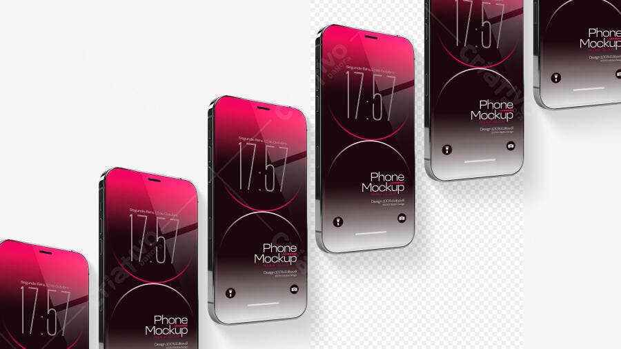 Mockup Celular Smartphone Rosa Fundo Transparente Editável