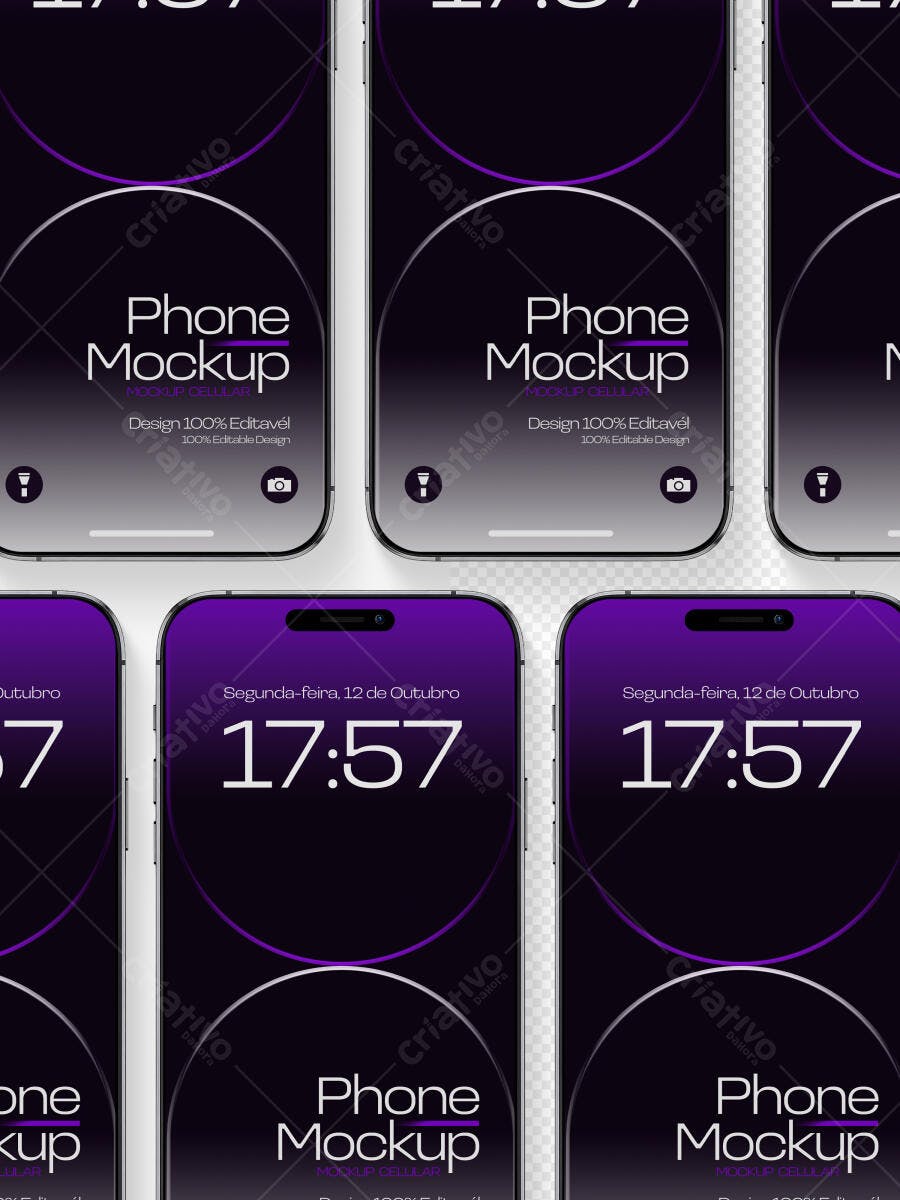 Mockup iPhone 15 Pro Max Tela Cheia Fundo Transparente Editável