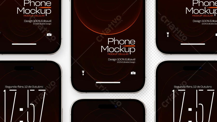 Mockup Celular Moderno Tela Escura Editável