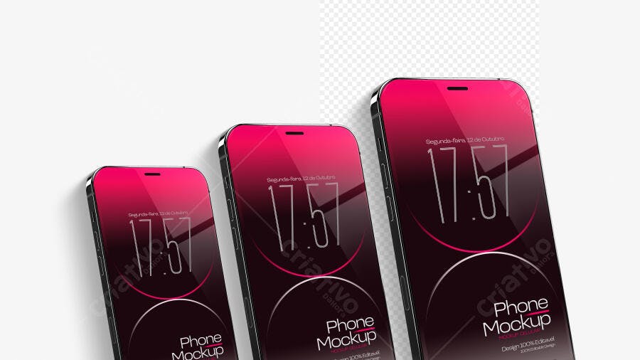 Mockup Celular Moderno com Fundo Branco Editável