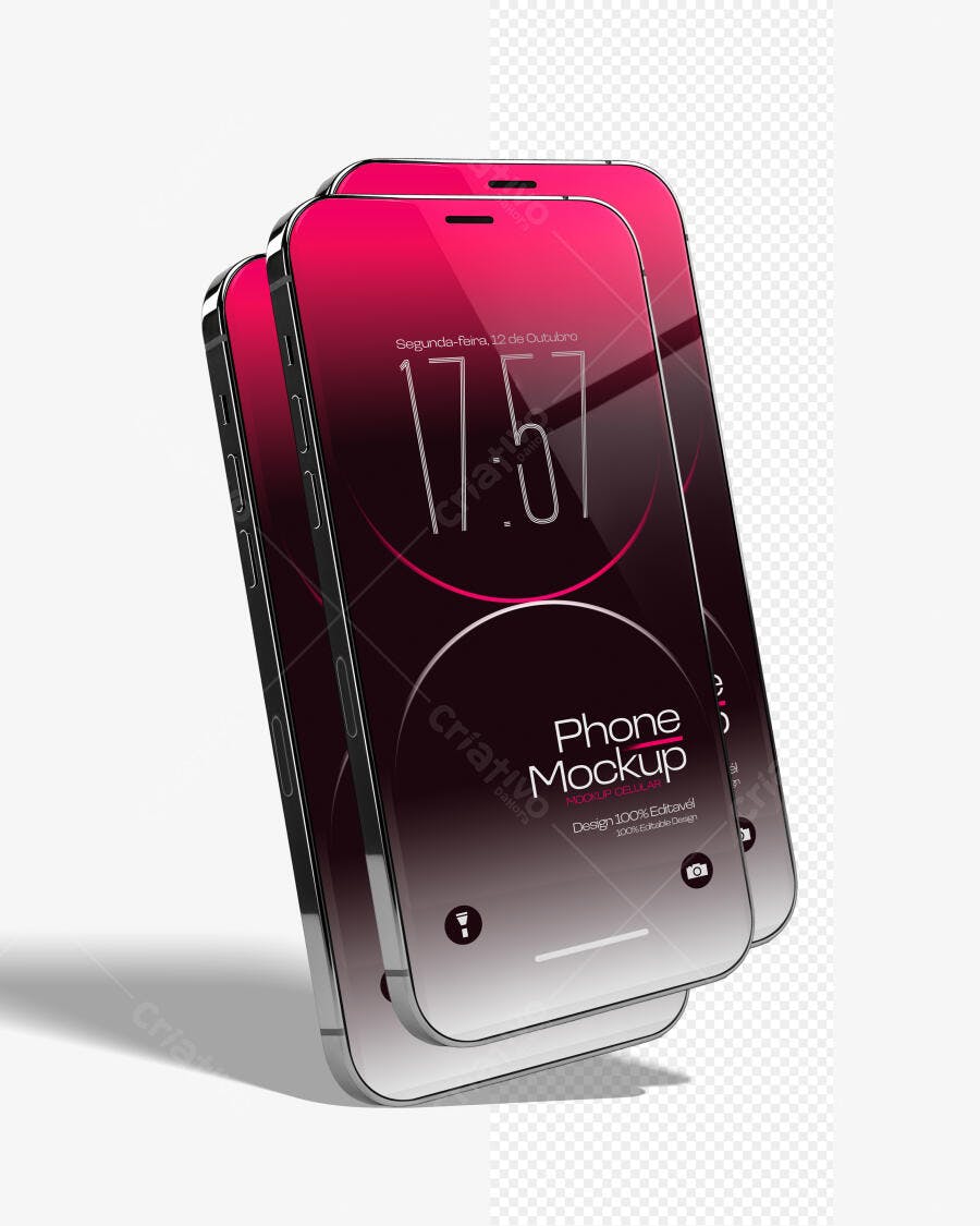 Mockup Celular Moderno Gradiente Rosa Editável