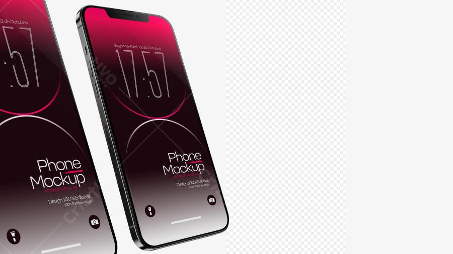Mockup Celular Moderno Preto 3/4 Editável