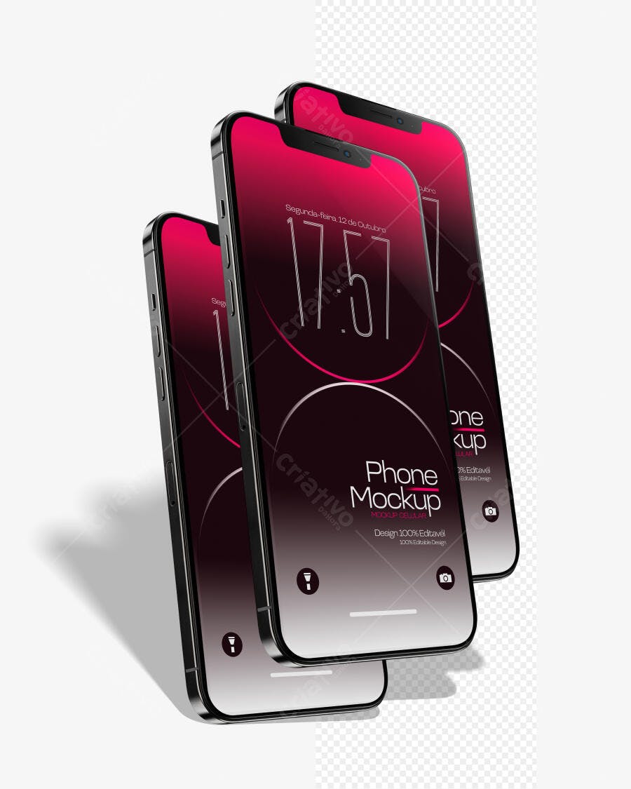 Mockup Celular Moderno Flat Lay Editável