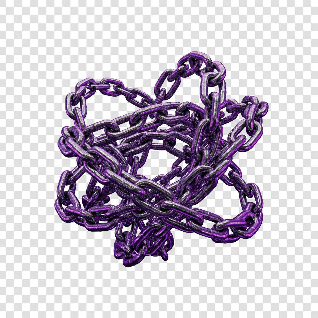 Elemento 3D Corrente Roxa Metal Grunge PNG Fundo Transparente