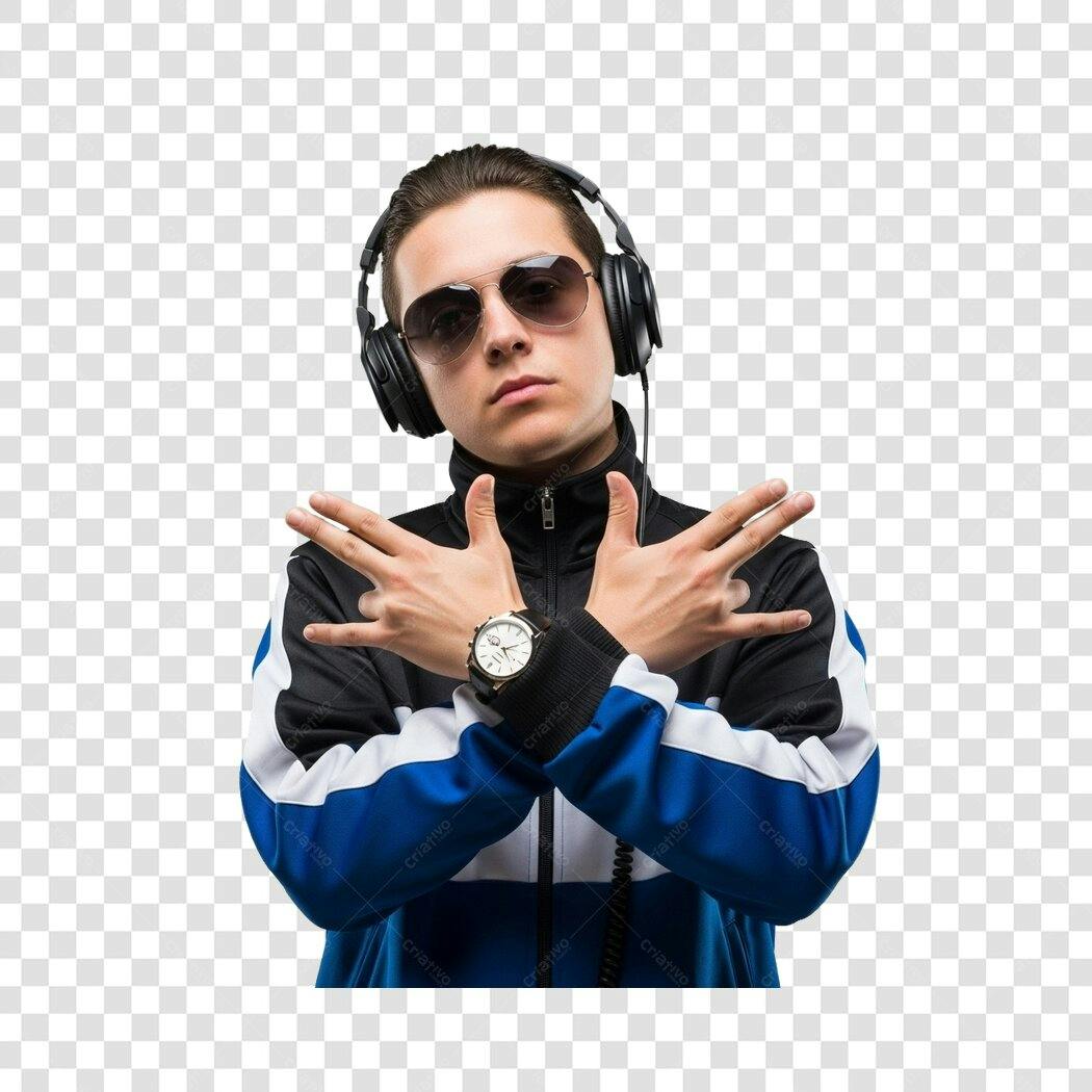 Foto Recortada Jovem Homem Fone Óculos Escuros PNG Fundo Transparente