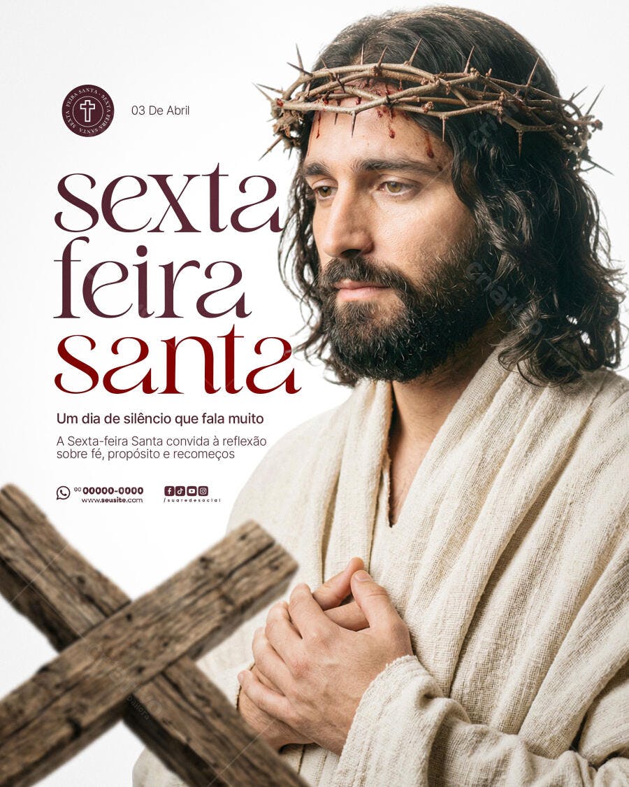 Post Sexta-feira Santa Páscoa Igreja PSD Editável