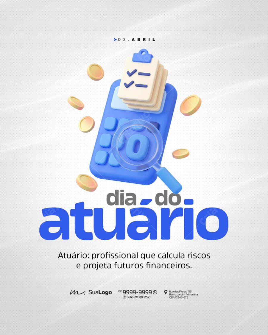 Flyer Dia do Atuário 03 de Abril Atuária PSD Editável