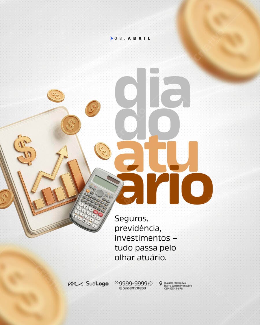 Flyer Dia do Atuário 03 de Abril Seguros PSD Editável