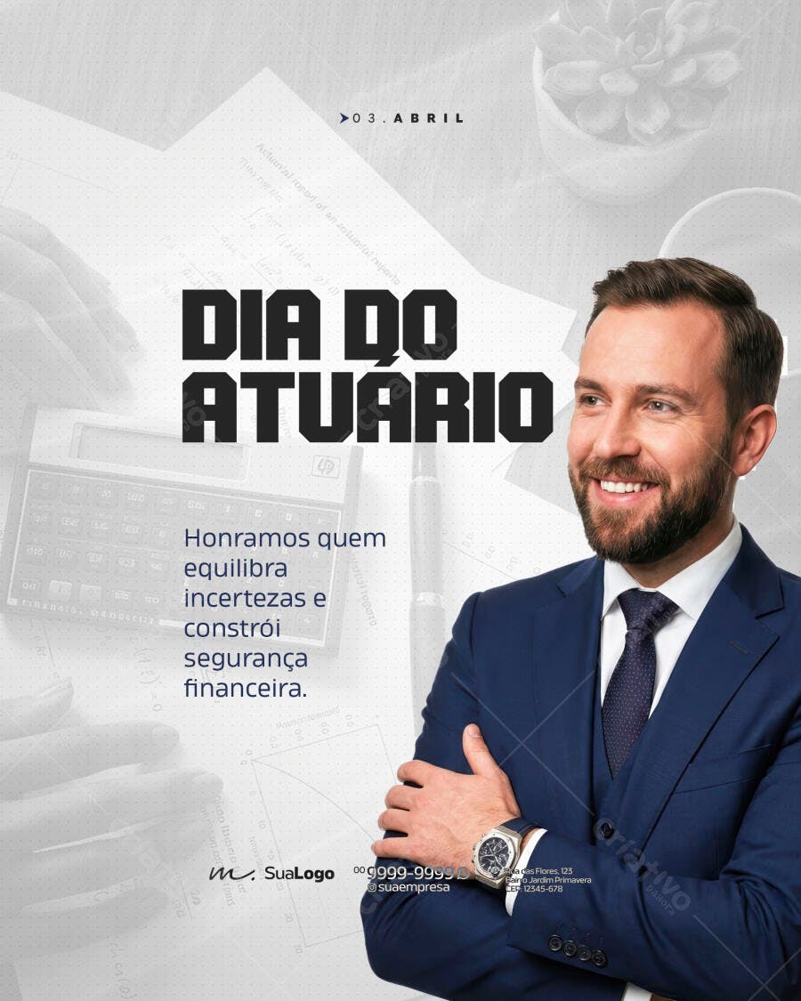 Dia do Atuário 03 de Abril Financeiro PSD Editável