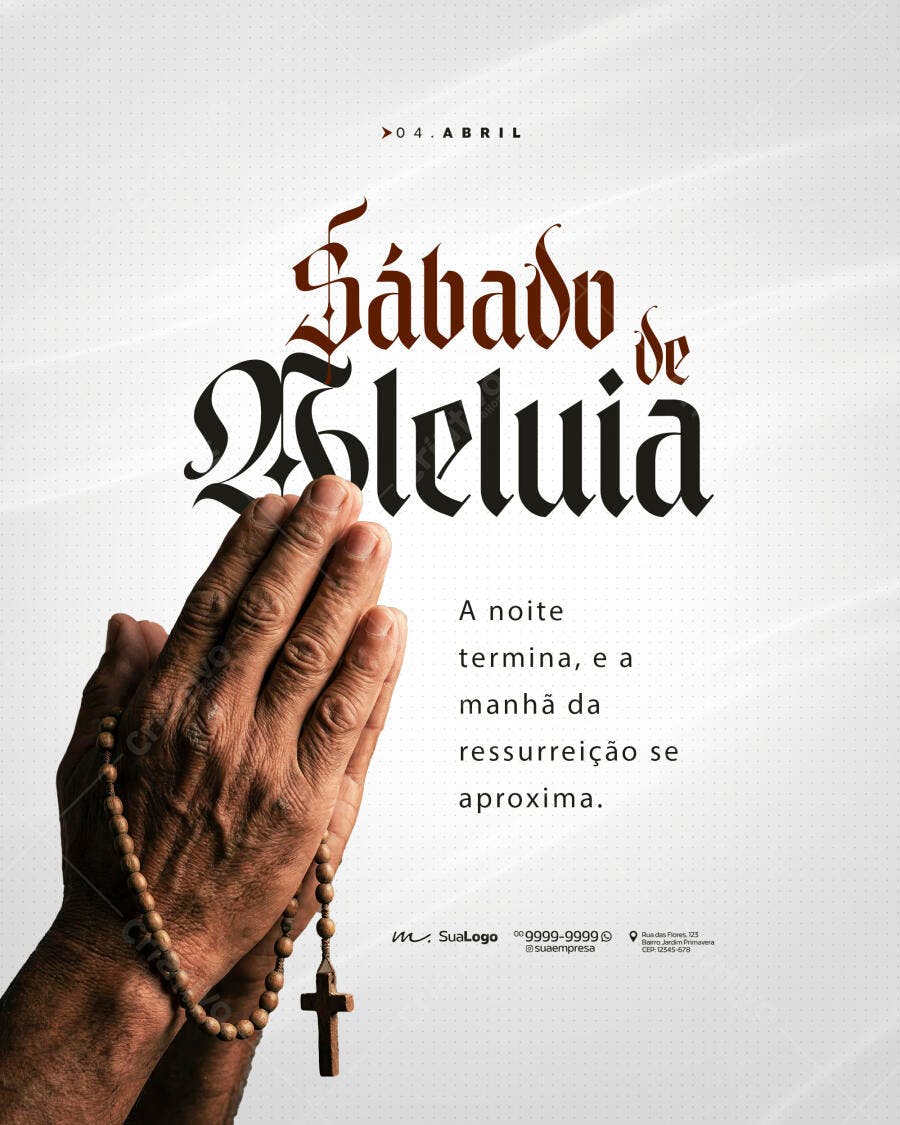 Post Instagram Sábado de Aleluia Páscoa Abril PSD Editável